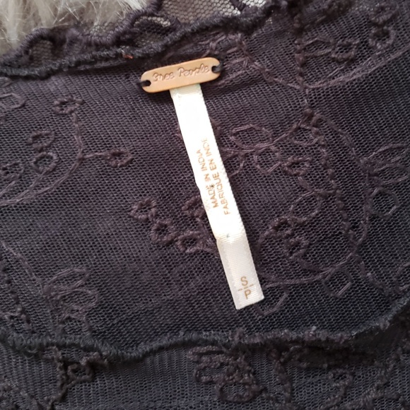 FREE PEOPLE Black Lace Bell Sleeve Top - Picture 3 of 4